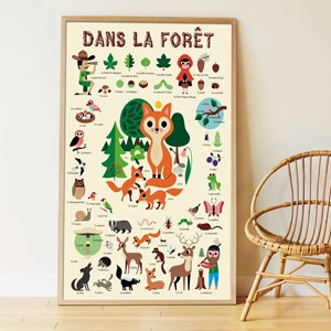Poster géant 60 stickers forêt