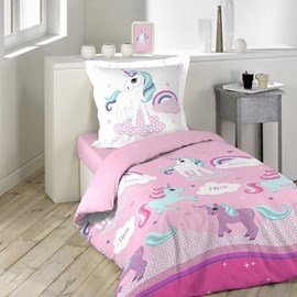 Housse de couette 140x200 licorne + 1 ta