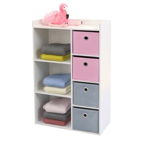Armoire enfant 3 niches 4 tiroirs rose g