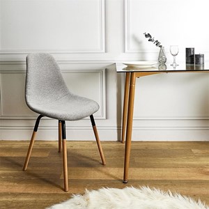 Chaise scandinave tissu phenix gris clai