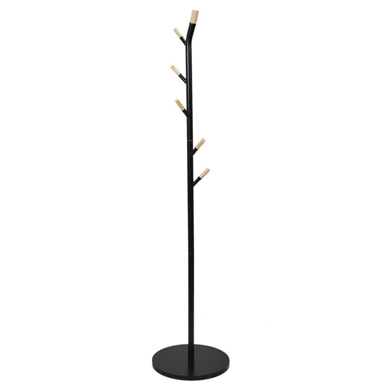 Porte-manteaux métal noir et bois