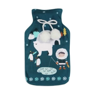 Bouillotte Noël 2 Litres Avec Housse Polaire Renne Et Flocons - Chaud, Confortable, Pour Douleurs Musculaires