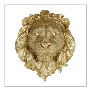Tête de lion résine doré