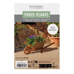 Porte plantes brouette bois naturel