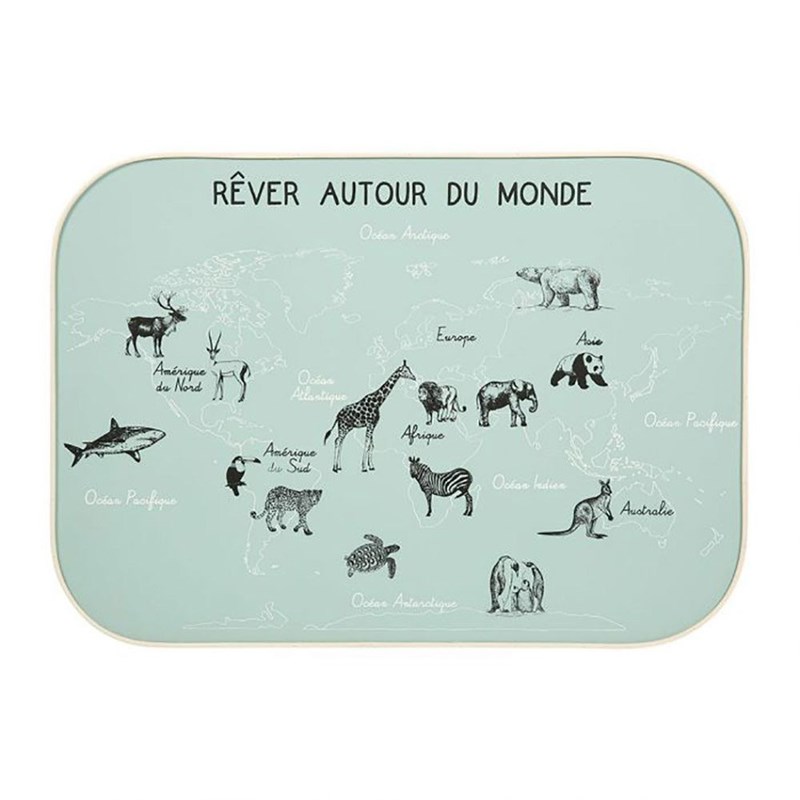 Décoration murale carte du monde kaki 70