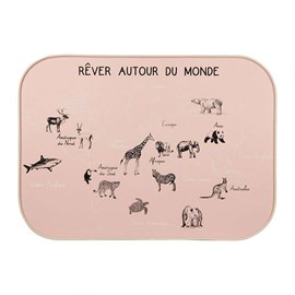 Décoration murale carte du monde rose 70