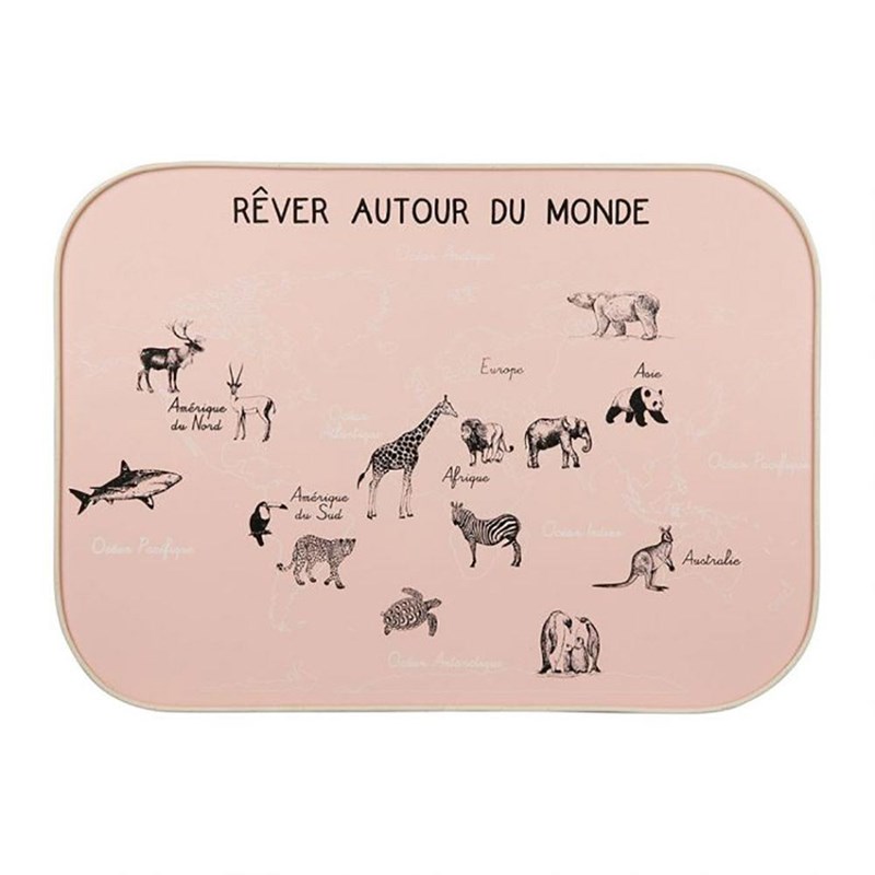 Décoration murale carte du monde rose 70