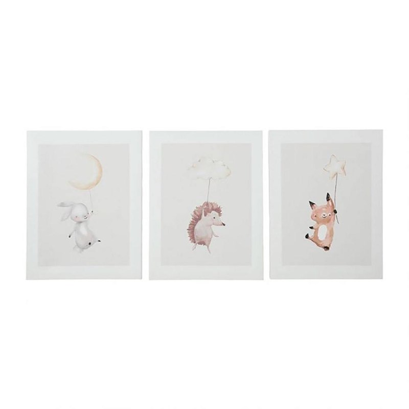Lot de 3 tableaux toile doudous 30x40 cm