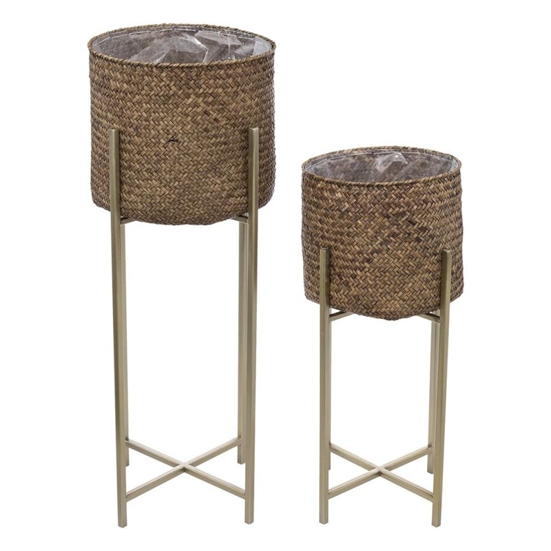 Lot de 2 pots roseau métal night h67