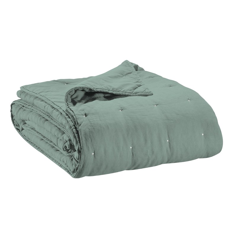 Vivaraise - Jeté de lit stonewashed zeff vert de gr...