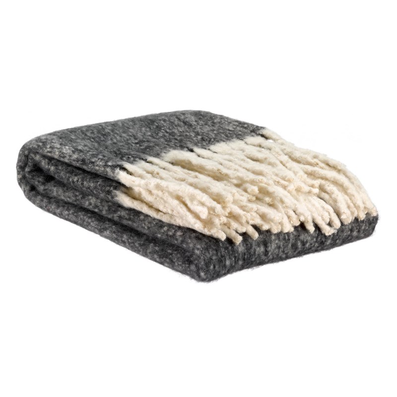 Vivaraise - Plaid uni recyclé isabel caviar 130 x 1...