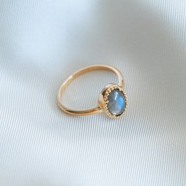 Bague labradorite plaqué or T56