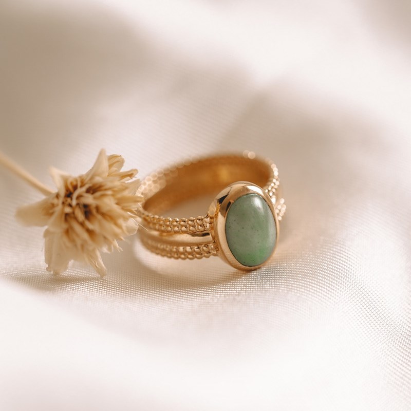 Nerina Bijoux - Bague aventurine livia plaqué or T58