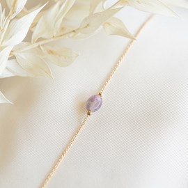 Bracelet plaqué or amethyste pierre
