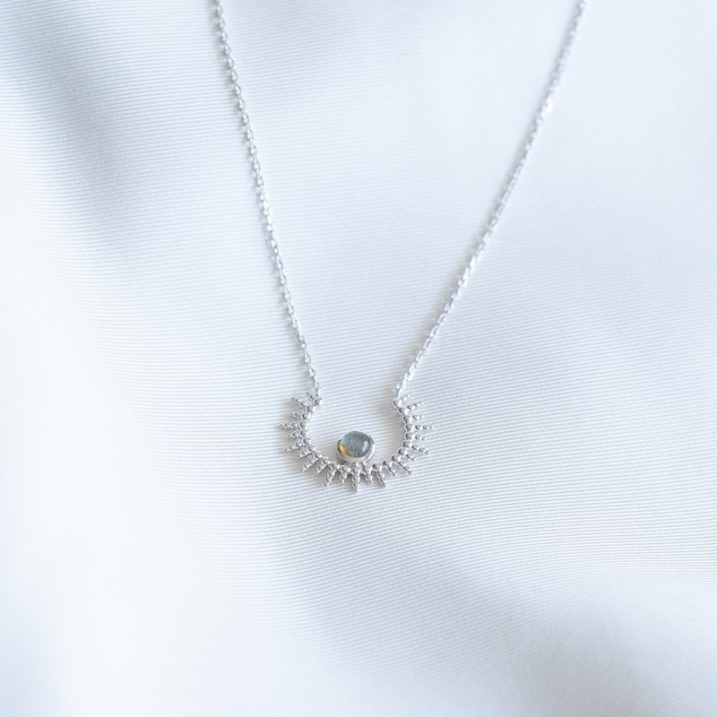 Nerina Bijoux - Collier fin argent labradorite soleil