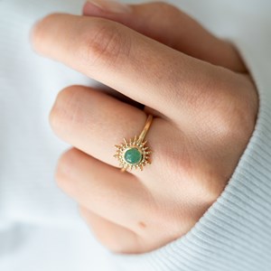 Bague or soleil pierre verte aventurine