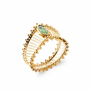 Bague amethyste verte plaqué or T52