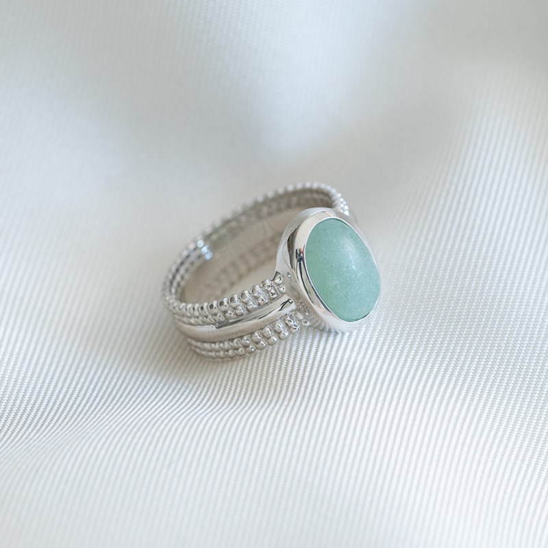Nerina Bijoux - Bague aventurine livia argent T60