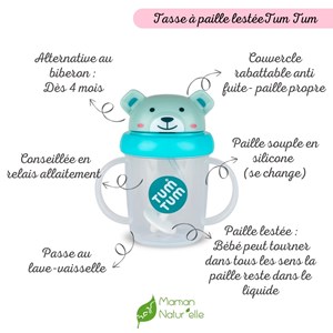 Tasse anti fuite + paille lestée ou