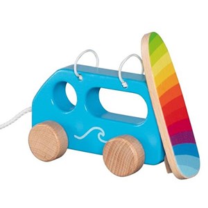 Petit van de surfeur à tirer en boi