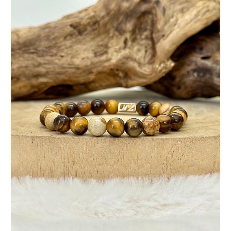 Natura-Zen - Bracelet en jaspe et oeil de tigre