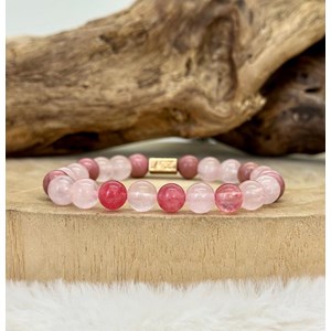 Bracelet en agate et quartz rose