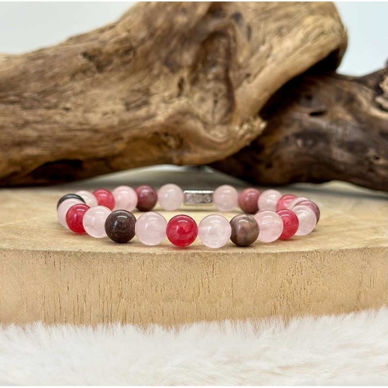 Natura-Zen - Bracelet en agate et rhodochrosite