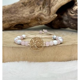 Bracelet arbre de vie en quartz rose
