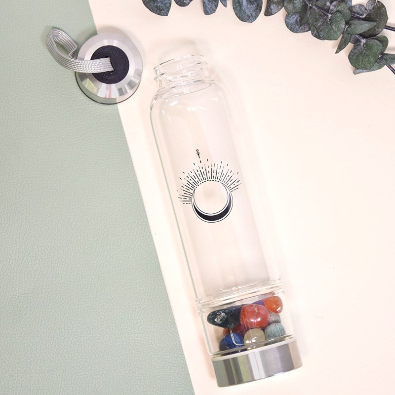 Bouteille verre pierre roulée 7 chakras