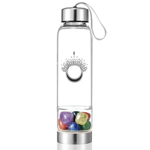 Bouteille verre pierre roulée 7 chakras