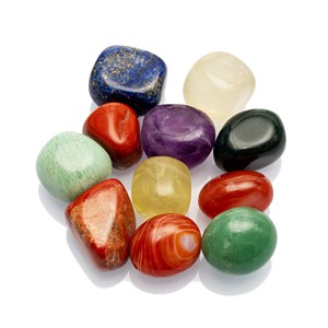 Bouteille verre pierre roulée 7 chakras