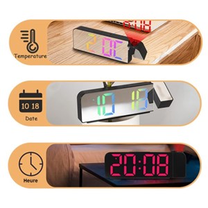 Réveil-projecteur miroir multicolore