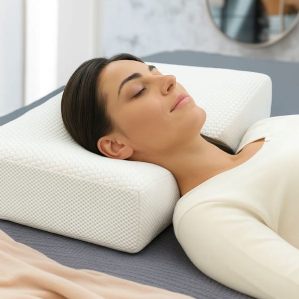 HEYOUTH Oreiller Anti-Âge Anti-Rides Ergonomique Cervical Mousse Mémoire De Forme - Sommeil Dos Ou Côté (Blanc)