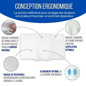 Oreiller ergonomique anti-rides ergo