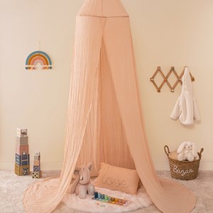 Ciel de lit double gaze de coton rose