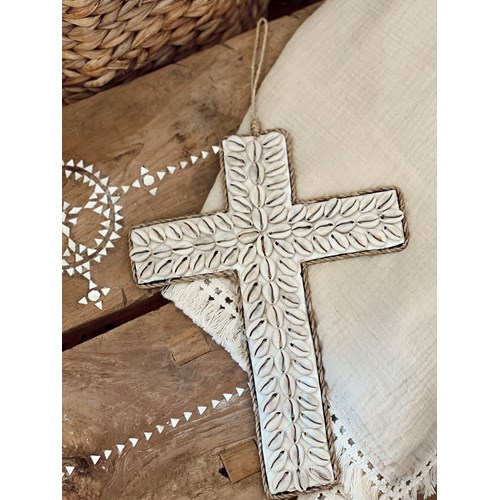 Terracotta - Suspension croix coquillage
