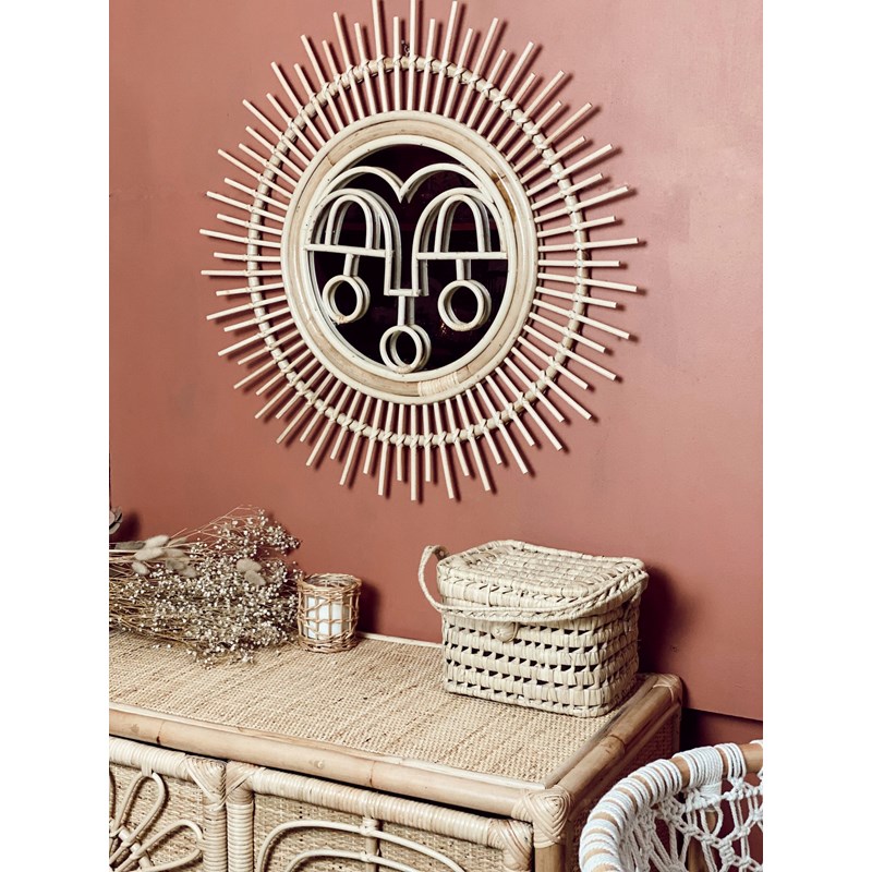 Terracotta - Miroir soleil en rotin collection gili
