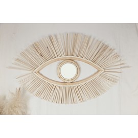 Miroir oeil en rotin