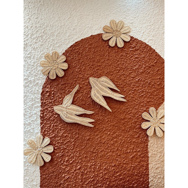 Terracotta - Set de fleurs en rotin