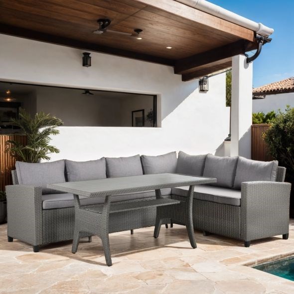 Beau Rivage - Salon de jardin en résine bellwood gris