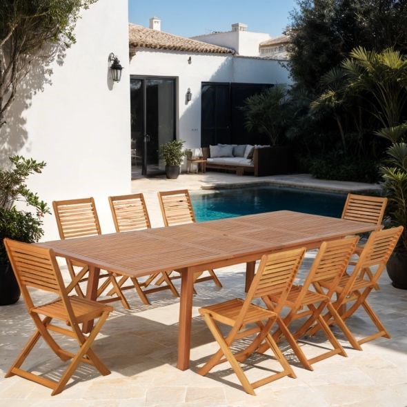 Beau Rivage - Ensemble repas en bois carini
