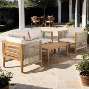 Salon de jardin en bois lafitenia beige