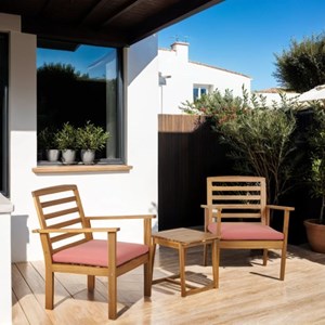 Salon de jardin en bois loma terracotta