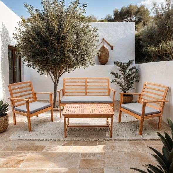 Beau Rivage - Salon de jardin en bois loma gris