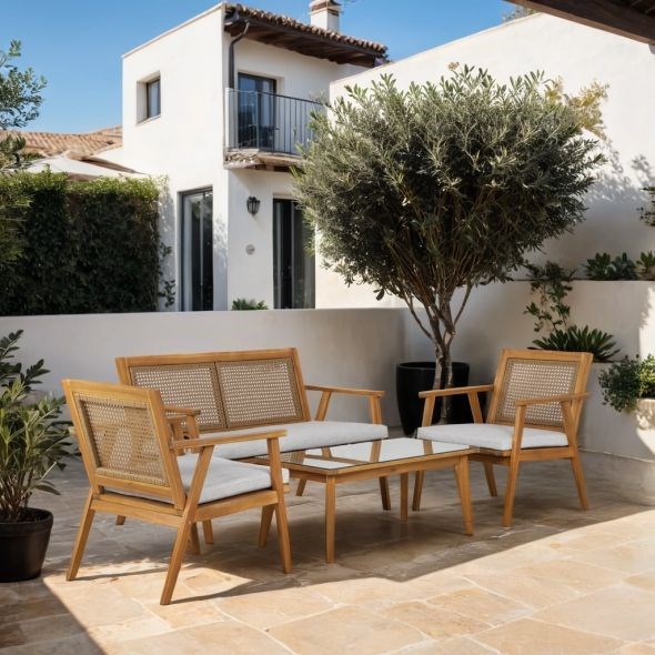 Beau Rivage - Salon de jardin en bois notara beige