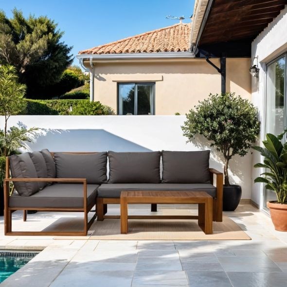 Beau Rivage - Salon de jardin en bois belharra gris
