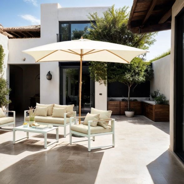 Beau Rivage - Parasol en bois hoani beige