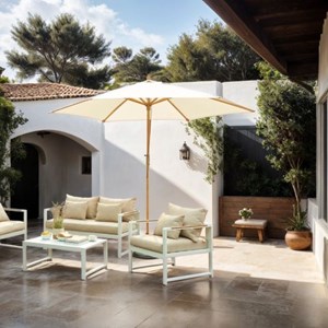 Parasol en bois poema beige