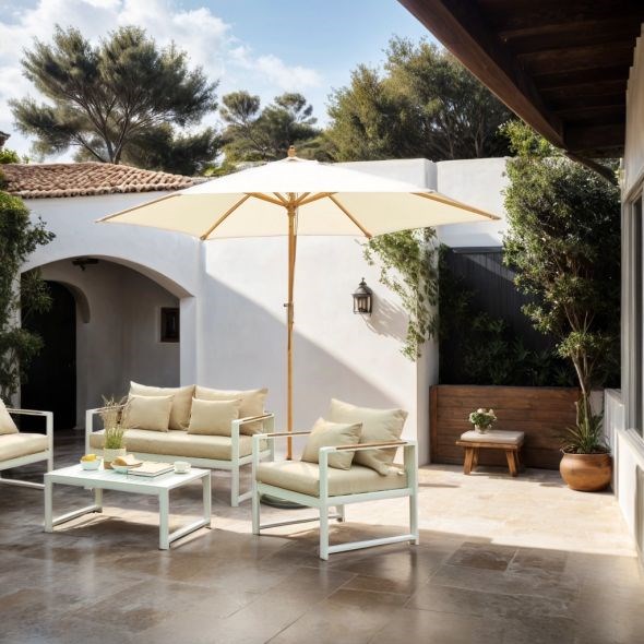 Beau Rivage - Parasol en bois poema beige