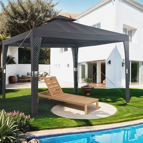 Beau Rivage - Tonnelle de jardin lilas coloris noir